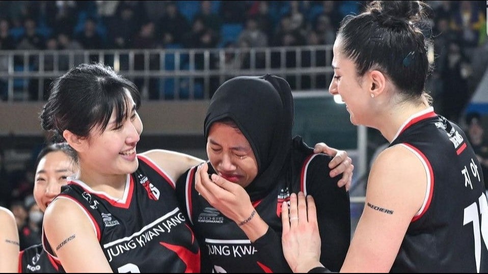 Yeum Hye-seon, Megawati Hangestri dan Giovanna Milana saat di Red Sparks