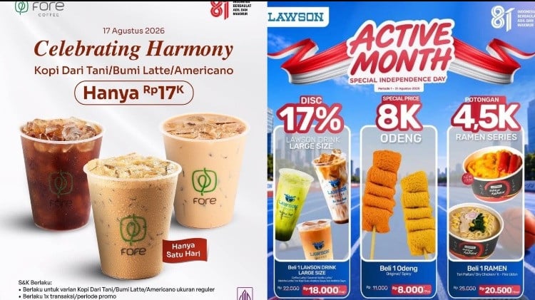 Promo makanan dan minuman HUT RI 17 Agustus 2026