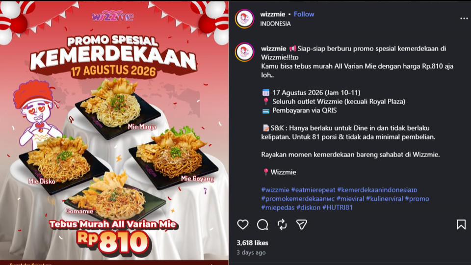 Promo Wizzmie HUT RI 17 Agustus 2026