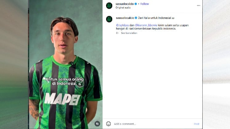 Striker Liga Italia, Kieron Bowie Turut Ucapkan HUT RI ke-81