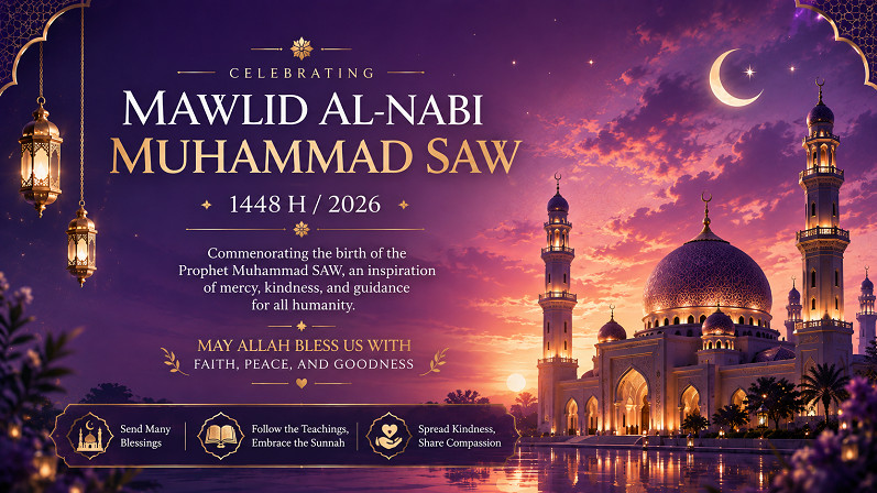 Ilustrasi peringatan Maulid Nabi Muhammad SAW bahasa Inggris