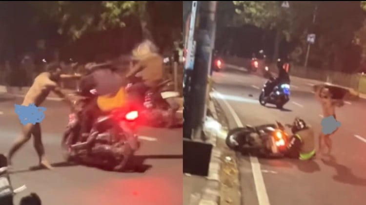 Pria diduga ODGJ pukuli pengendara motor secara acak di Lenteng Agung