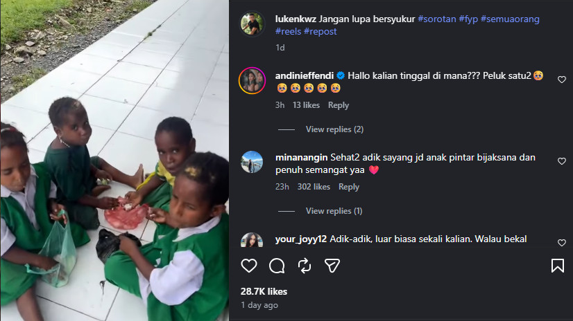 Terharu! Anak-anak Papua Masih Bisa Tersenyum Meski Hanya Makan Bekal Nasi di dalam Plastik Kresek
            - galeri foto