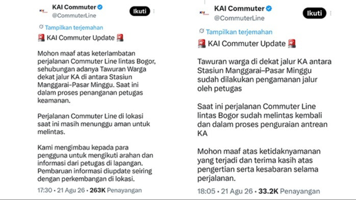 KAI Commuter beri permohonan maaf