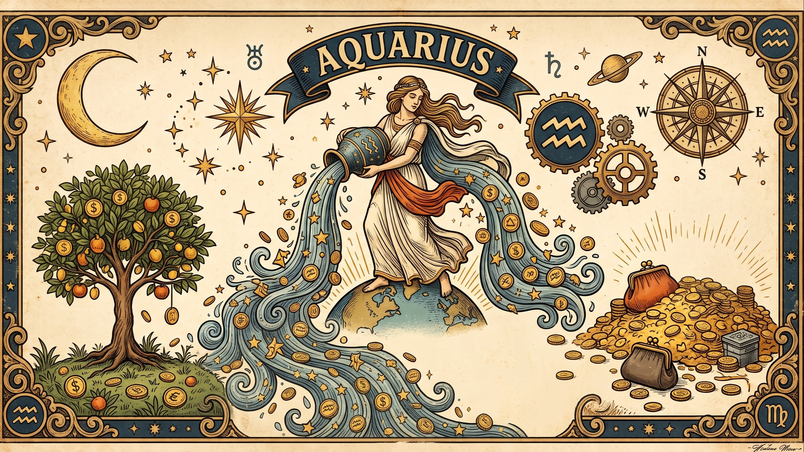 Ilustrasi zodiak Aquarius