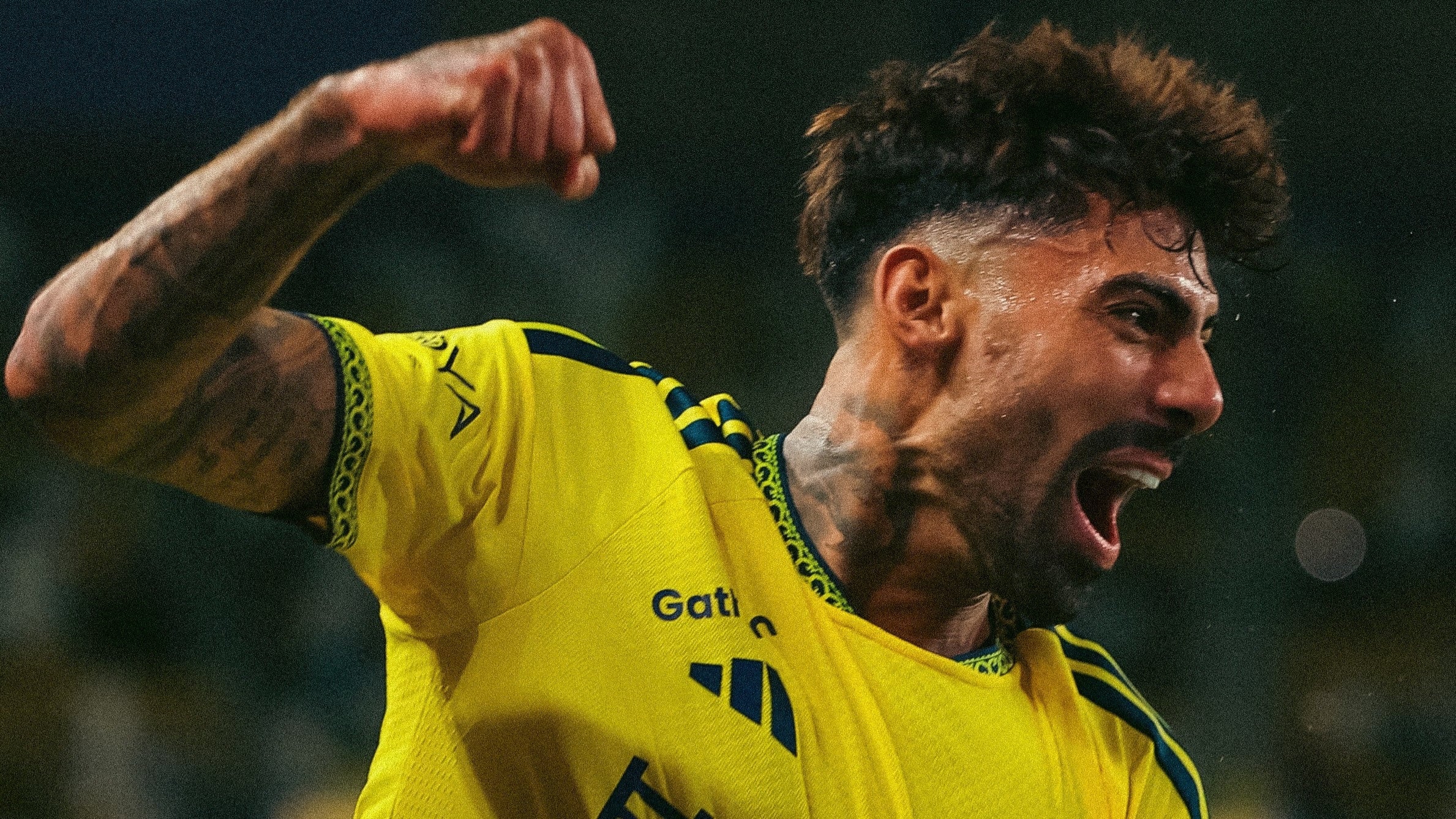 Selebrasi Samu Costa usai mencetak gol dalam laga Al Nassr vs Al Fateh di Liga Pro Saudi 2026/2027, Minggu (16/8/2026).