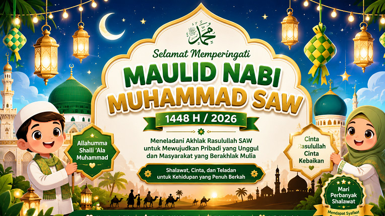 Ilustrasi peringatan Maulid Nabi Muhammad SAW 1448 H/2026