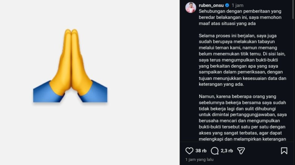 Ruben Onsu Sampaikan Permohonan Maaf