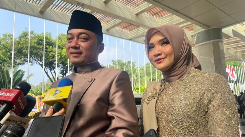 Menteri Sekretaris Negara Prasetyo Hadi pada acara akad nikah Kepala Sekretaris Pribadi Presiden Prabowo Subianto (Sespri) Rizky Irmansyah di Jakarta Convention Center (JCC) Senayan, Jakarta, Minggu (23/8/2026).