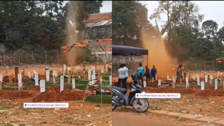 Angin puting beliung landa TPU Kampung Kandang, Jagakarsa