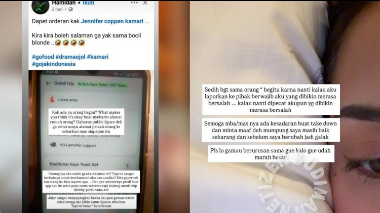 Alamat rumah Jennifer Coppen disebar driver ojol
