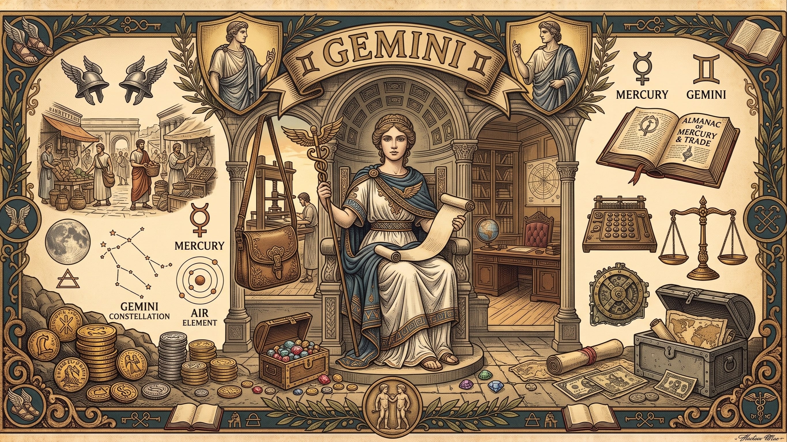 Ilustrasi zodiak Gemini