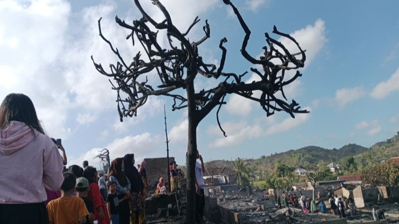 peristiwa kebakaran ratusan rumah adat Sade Lombok Tengah Provinsi NTB di Lombok Tengah, Minggu (23/8/2026).