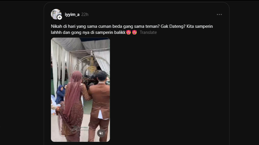 Mempelai saling kondangan masih pakai baju pengantin