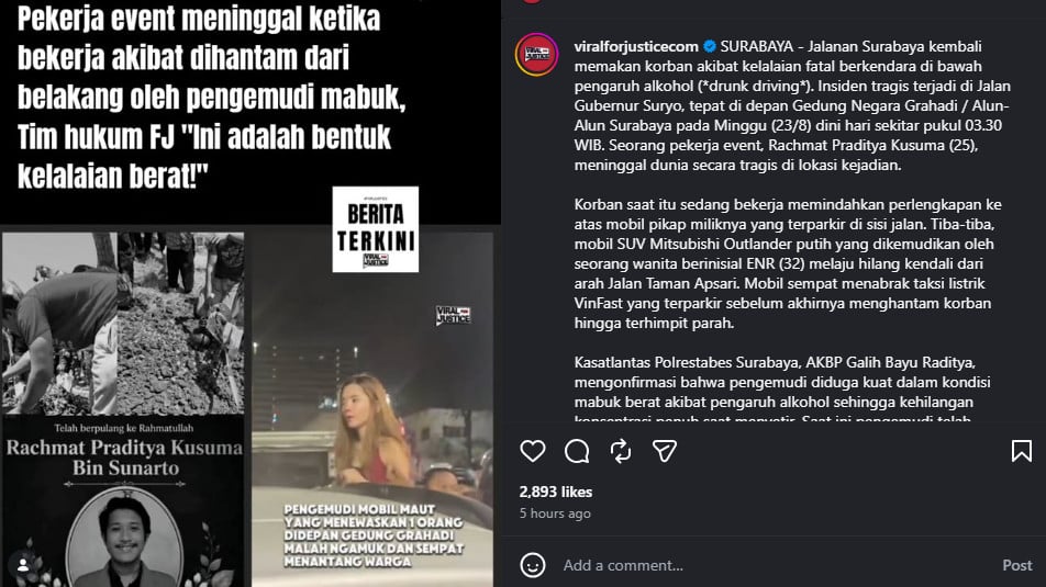 Rachmat Praditya Kusuma, korban kecelakaan oleh pengemudi mabuk di Surabaya