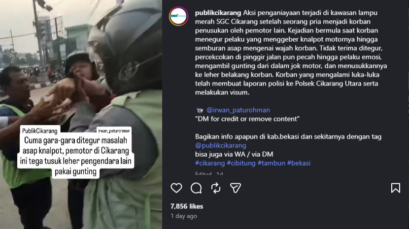 Pria di Cikarang tusuk leher pengendara motor