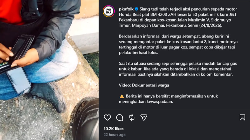 Motor milik kurir pake di Pekanbaru dicuri saat antar barang