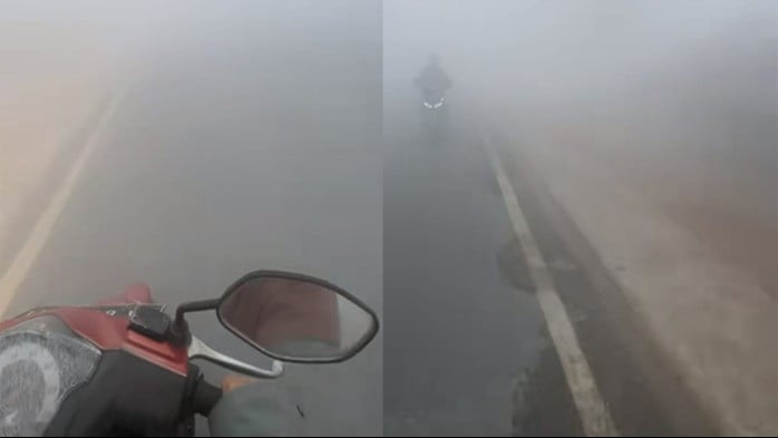 Asap tebal Karhutla Kalimantan menutupi sejumlah ruas jalan Kota Banjarbaru