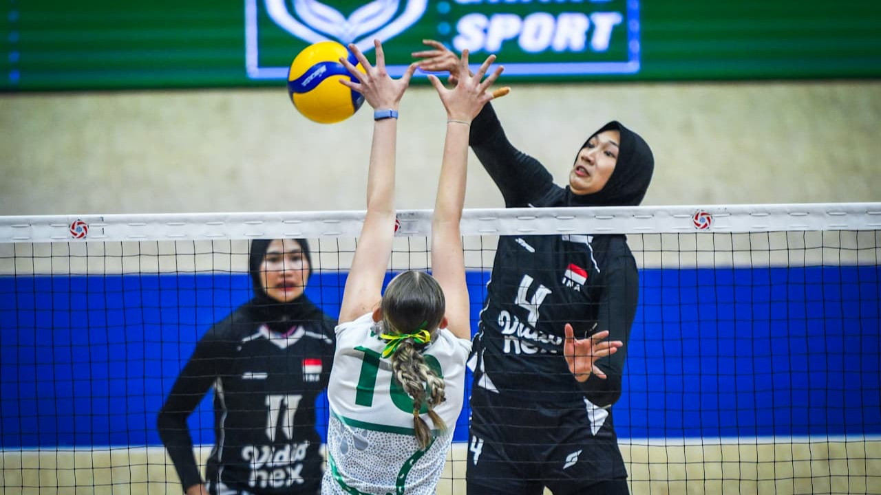 Pemain Timnas Voli Putri Indonesia, Chelsa Berliana saat Menghadapi Australia di AVC Women s Continental 2026