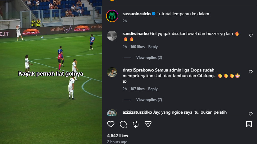 Sassuolo pakai skema lemparan jauh ala Timnas Indonesia era STY