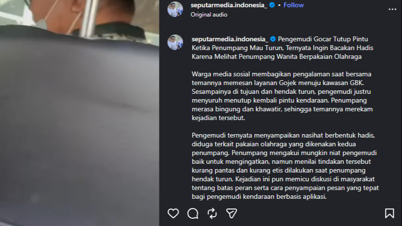 Pengemudi taksi online nasihati penumpang dengan bacakan hadis