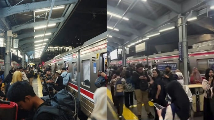 Situasi Stasiun Tanah Abang akibat KRL Tanah Abang-Rangkasbitung terhenti sementara