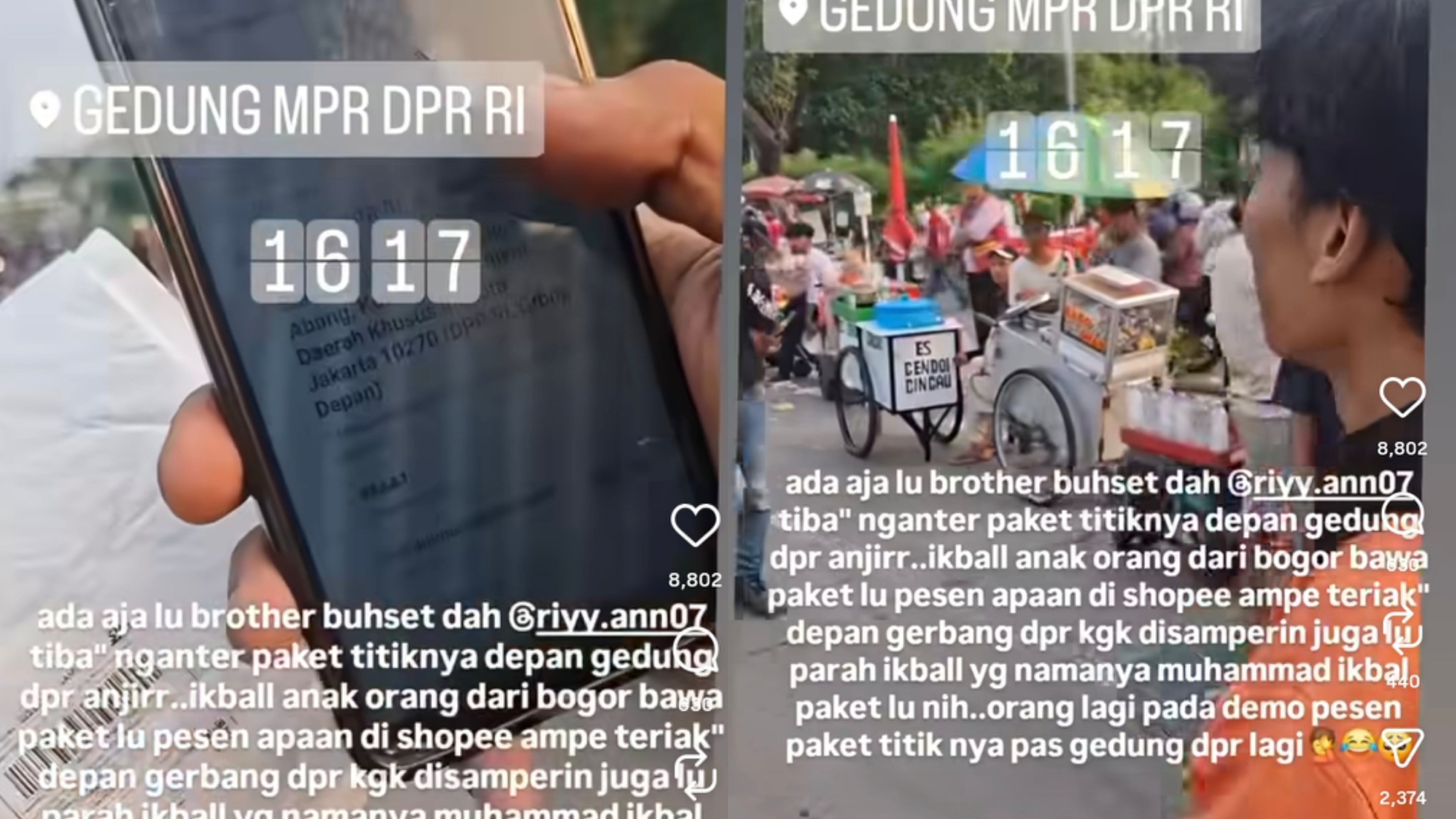Viral Video Tukang Paket saat Demo di Gedung DPR