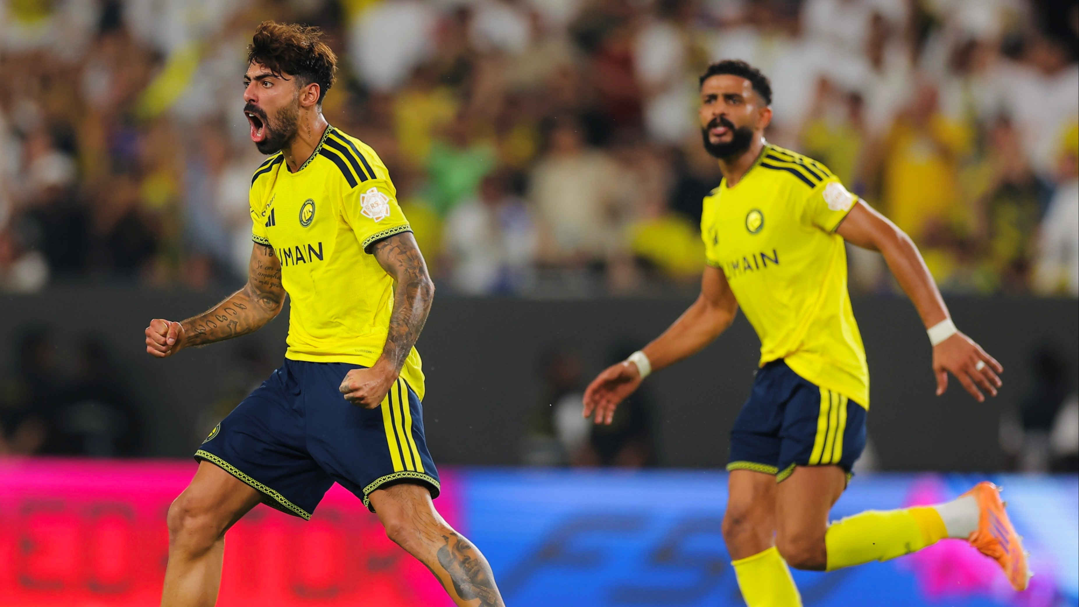 Selebrasi Samu Costa dalam laga Al Nassr vs Al Taawon di Liga Pro Saudi 2026/2027, Sabtu (29/8/2026).