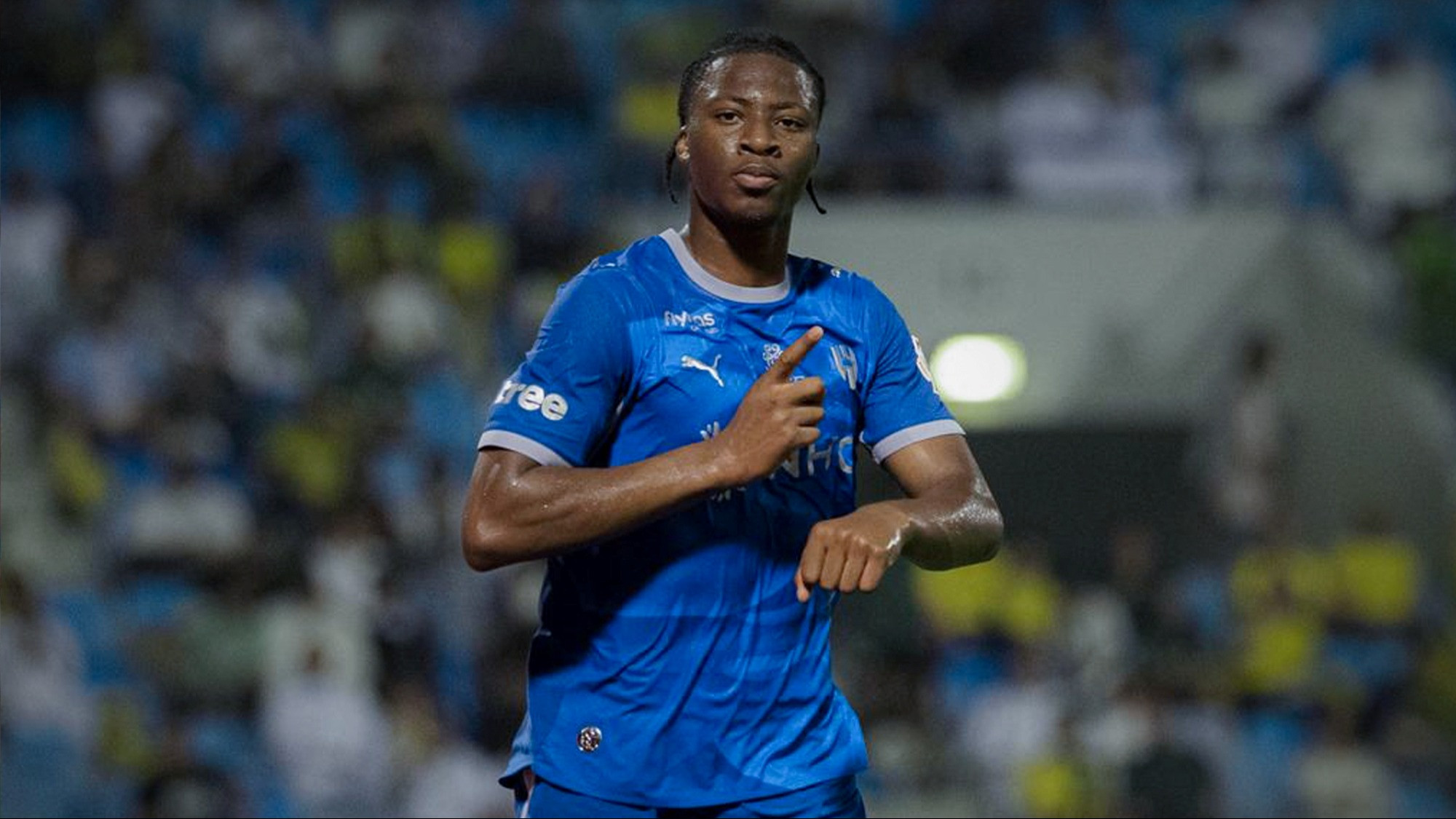 Selebrasi Crysencio Summerville usai cetak gol dalam laga Al Khaleej vs Al Hilal di Liga Pro Saudi 2026/2027, Sabtu (29/8/2026).