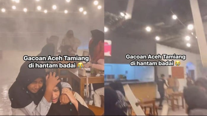 Badai dahsyat terjang Aceh, pengunjung restoran panik selamatkan diri