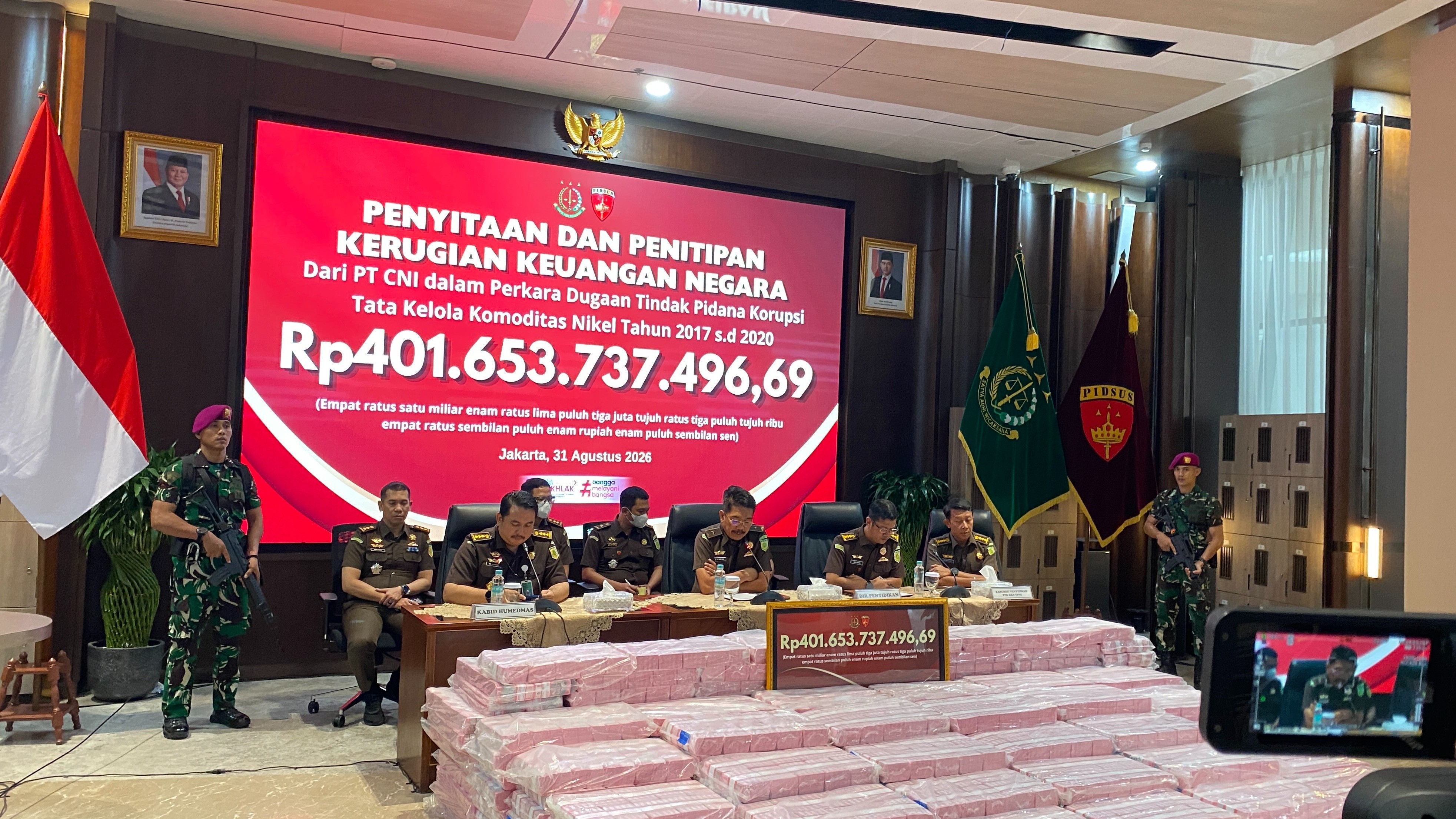 Kejagung sita Rp401,65 miliar kasus dugaan korupsi tata kelola nikel di PT CNI.