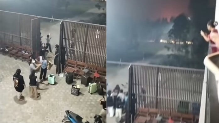 Kepanikan warga Palangka Raya, Kalimantan Tengah saat api Karhutla mendekati permukiman