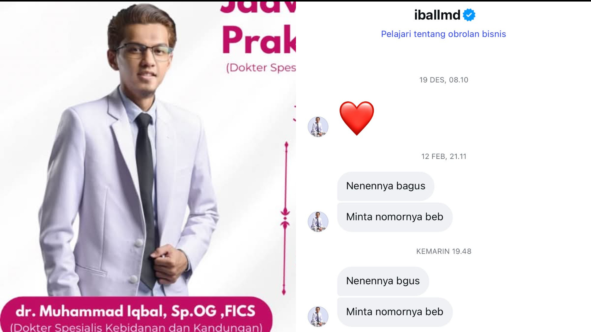 dokter Muhammad Iqbal, Sp.OG yang viral diduga lecehkan selebgram Leona Kanza