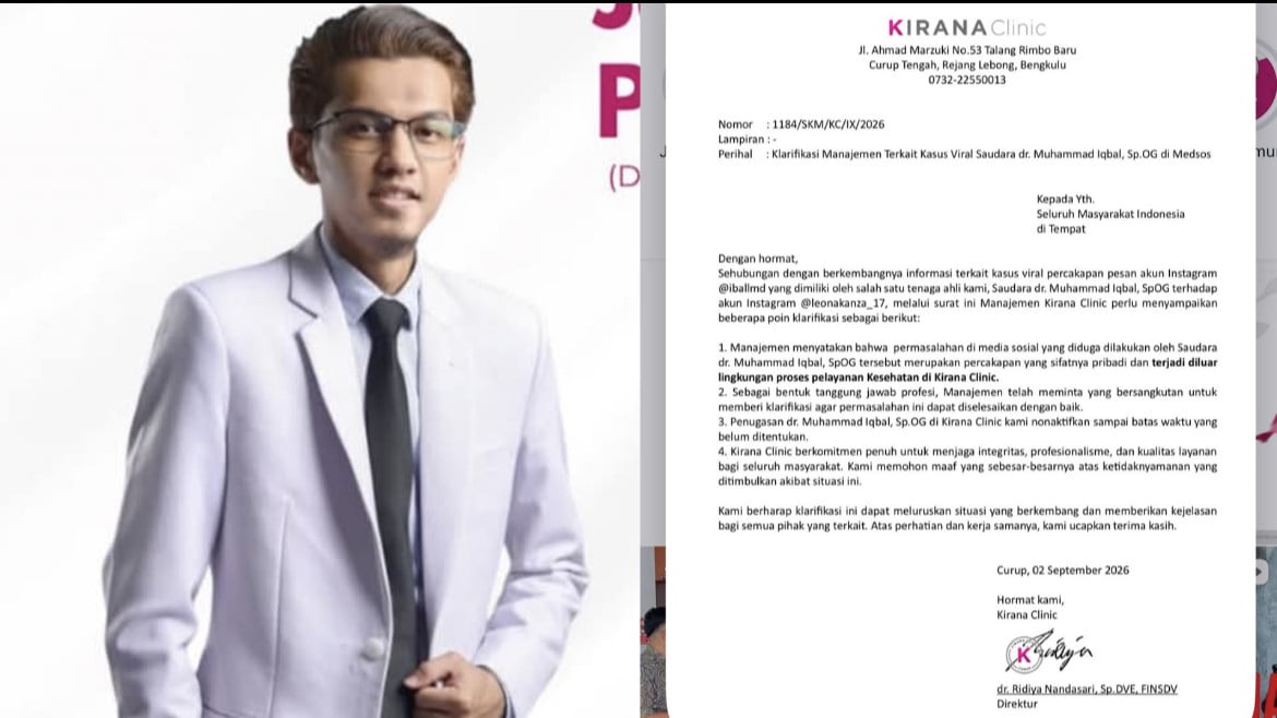 Pernyataan pihak Klinik Kirana terkait dugaan dokter dokter Muhammad Iqbal, Sp.OG lakukan pelecehan