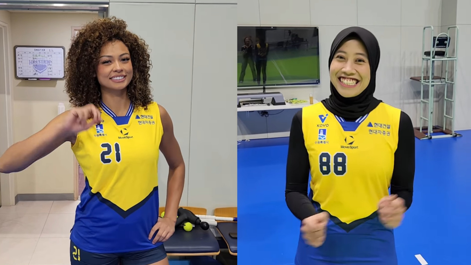 Jordan Wilson dan Megawati Hangestri saat Joget bareng tim Hyundai Hillstate
