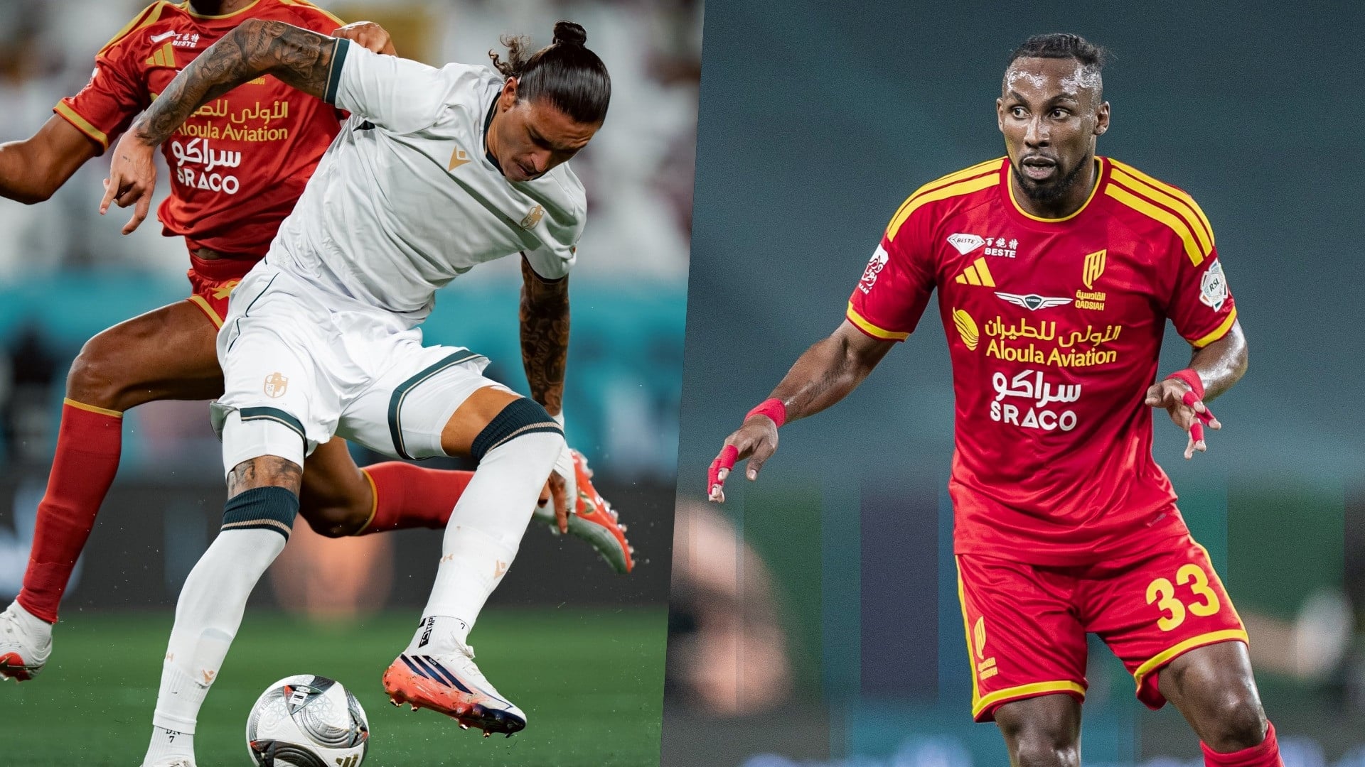 Darwin Nunez dan Julian Quinones dalam laga Al Draih vs Al Qadsiah di Liga Pro Saudi 2026/2027, Jumat (4/9/2026).