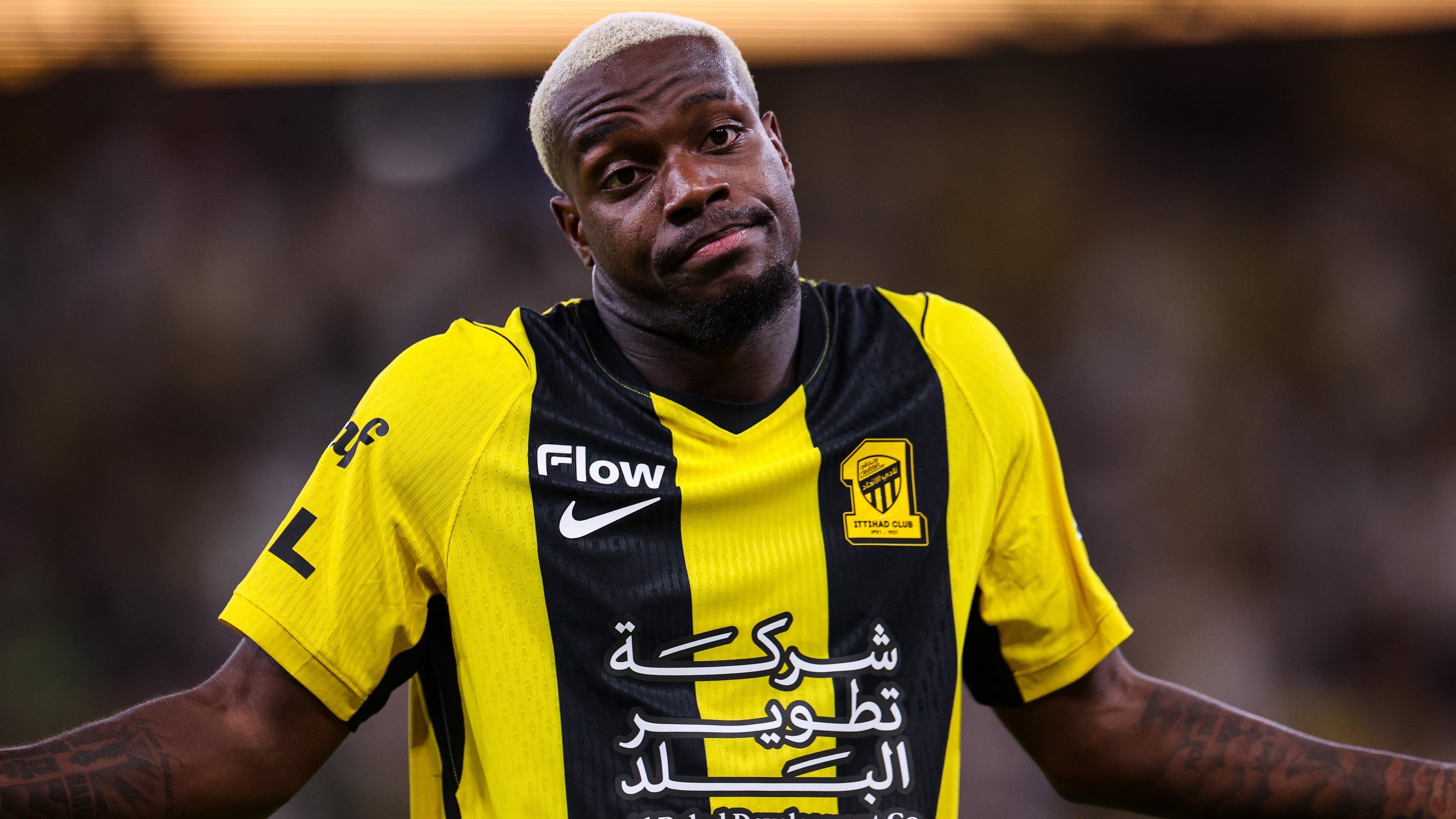 Selebrasi gol George Ilenikhena dalam laga Al Ittihad vs Al Nassr di Liga Pro Saudi 2026/2027, Minggu (6/9/2026).