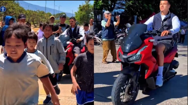 Pemain Persib Bandung Ragnar Oratmangoen pakai motor brong