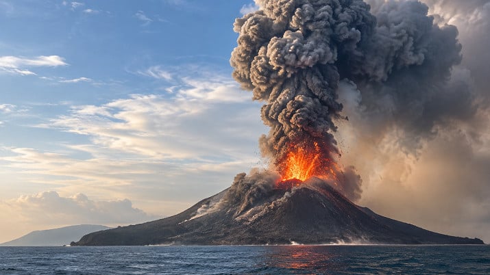Ilustrasi erupsi Gunung Anak Krakatau
