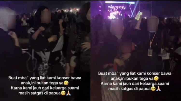 Ibu muda bawa anak saat konser malam hari viral di Threads
