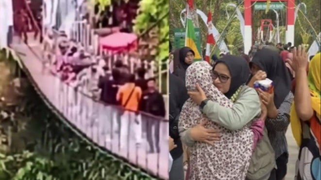 Detik-detik jembatan Pongpet ambruk, Bupati Pangandaran Citra Pitriyami sempat menyeberangi jembatan usai diresmikan