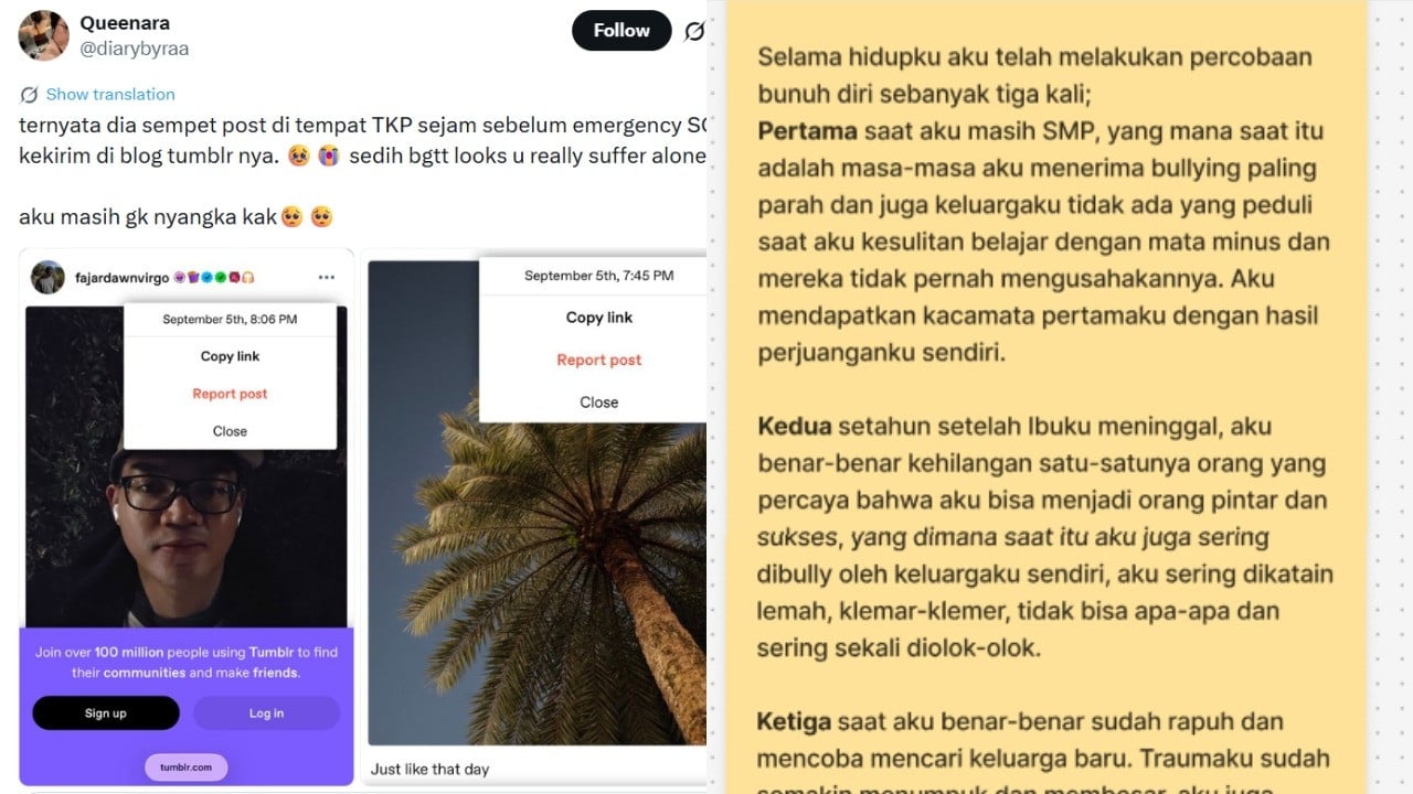 Fajar Sahrudin sempat posting SOS di Tumblr | Autobiografi Fajar yang menjelaskan soal percobaan bunuh dirinya
