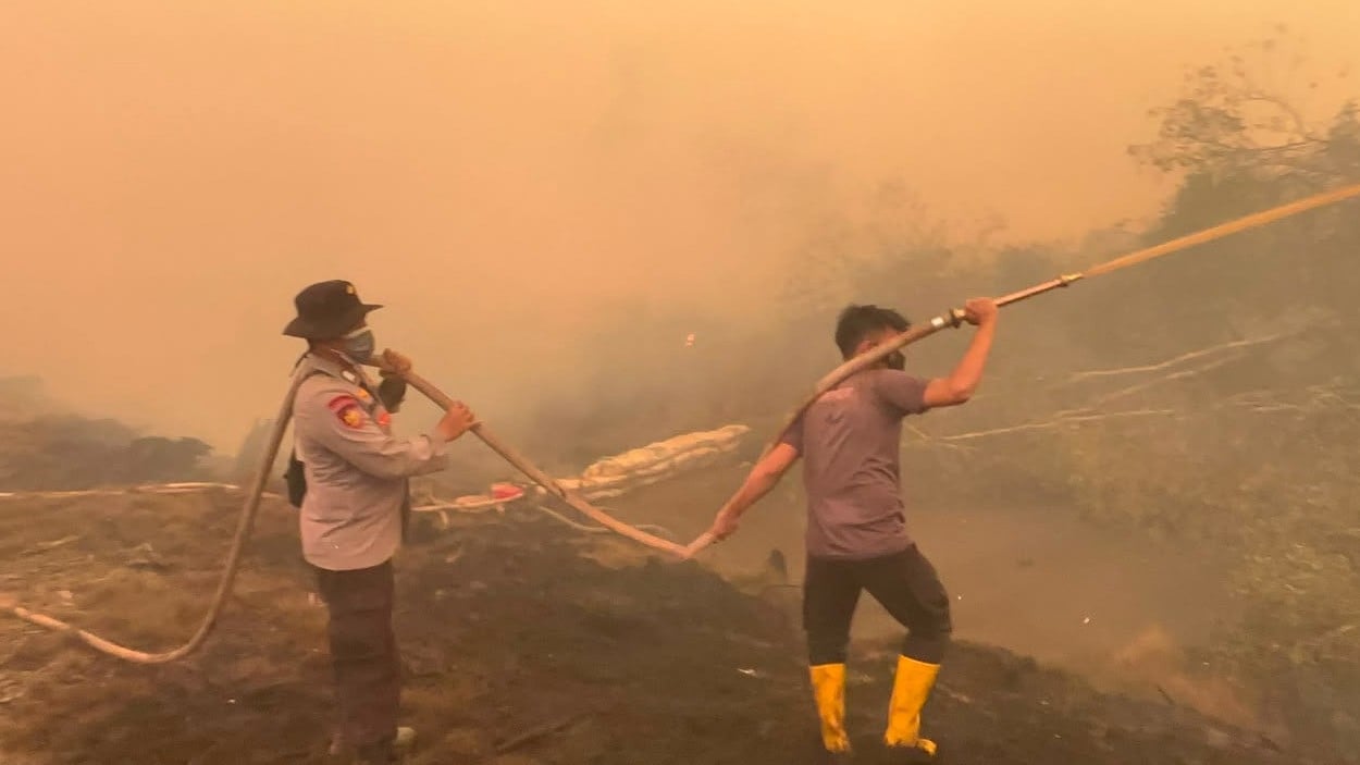 Polda Sumsel Intensifkan Penanganan Karhutla di Teluk Limau.