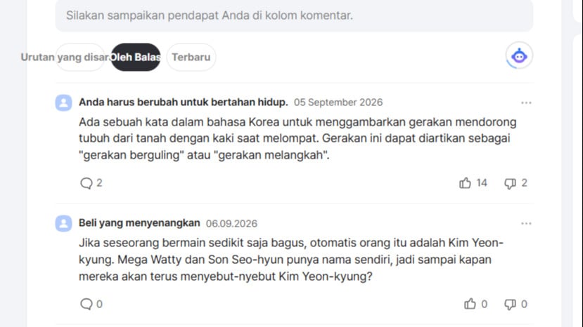 Fans Korea komentari julukan Megawati Hangestri