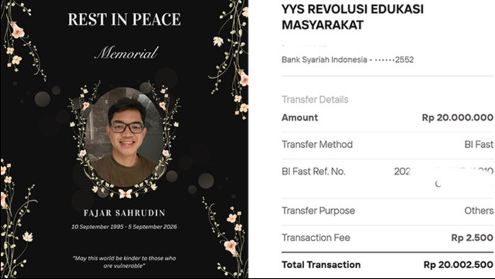 Sebelum meninggal dunia, Fajar Sahrudin donasikan uang ke sejumlah organisasi