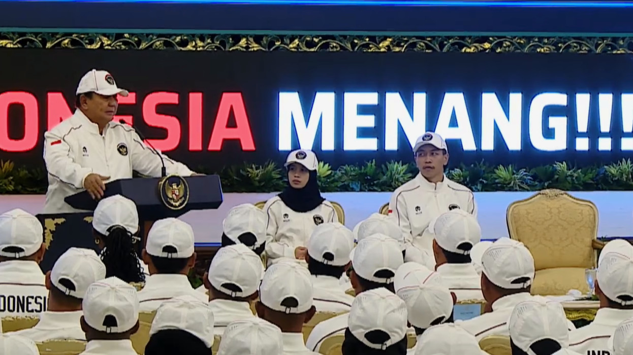 Presiden Prabowo saat melepas kontingen Indonesia menuju Asian Games 2026 Aichi-Nagoya di Istana Negara, Jakarta Pusat, Rabu (9/9/2026).