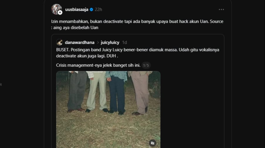 Kata Uus soal hilangnya akun Uan Kaisar, vokalis Juicy Luicy
