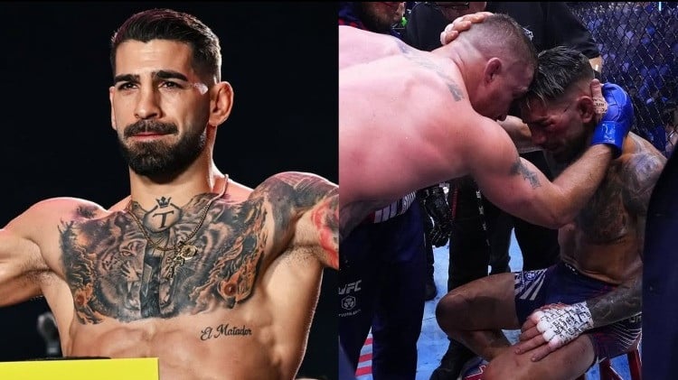 Ilia Topuria saat berhadapan dengan Justin Gaethje di UFC Freedom 250 di Gedung Putih.