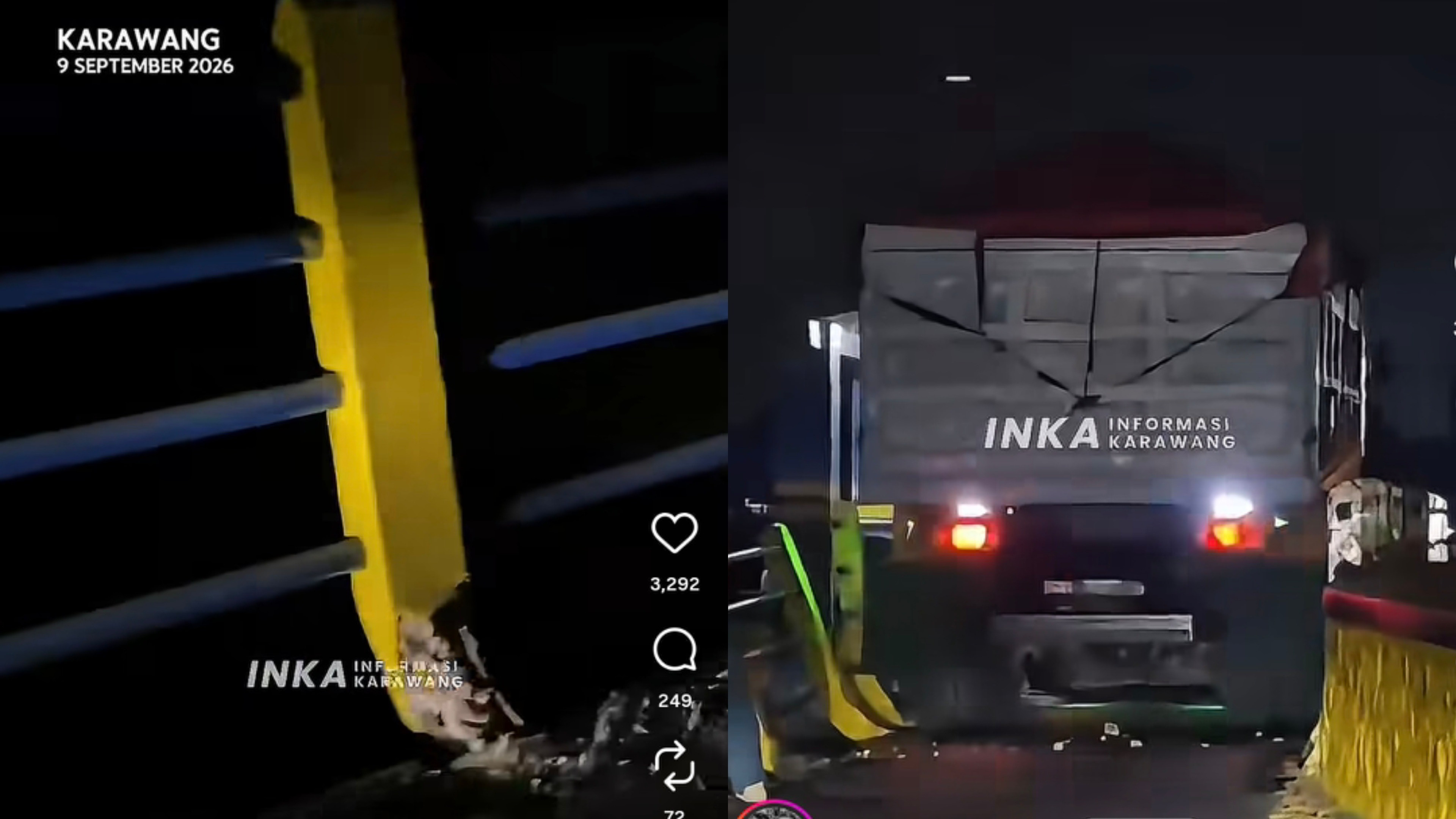 Viral Video Truk Merusak Pembatas Jembatan