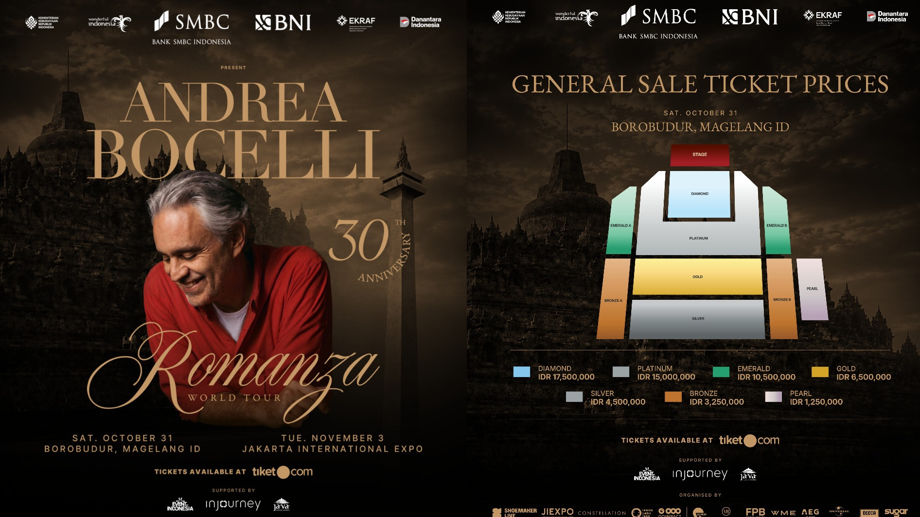 Andrea Bocelli Kembali ke Indonesia, 30 Tahun Romanza Dirayakan di Borobudur dan Jakarta
            - galeri foto